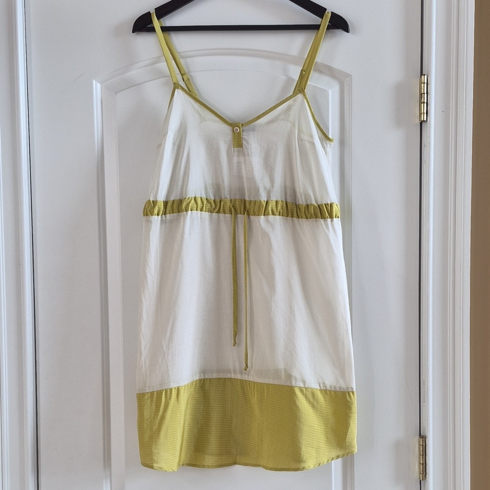 Left of Center Anthropologie Chemise White Green Drawstring Size Small NWT